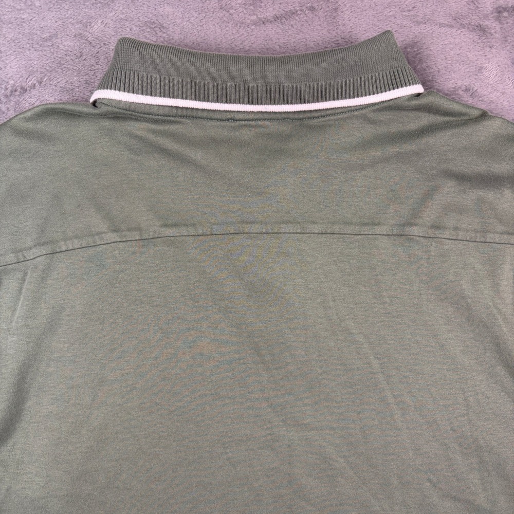 Eton Polo Shirt Men's Large Olive Green Cotton Tipped Collar Preppy Contemporary - Picture 5 of 9